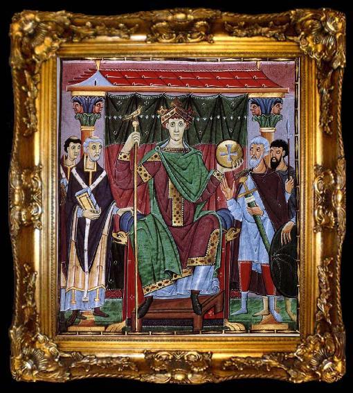 framed  unknow artist Otto III on the throne, ta009-2